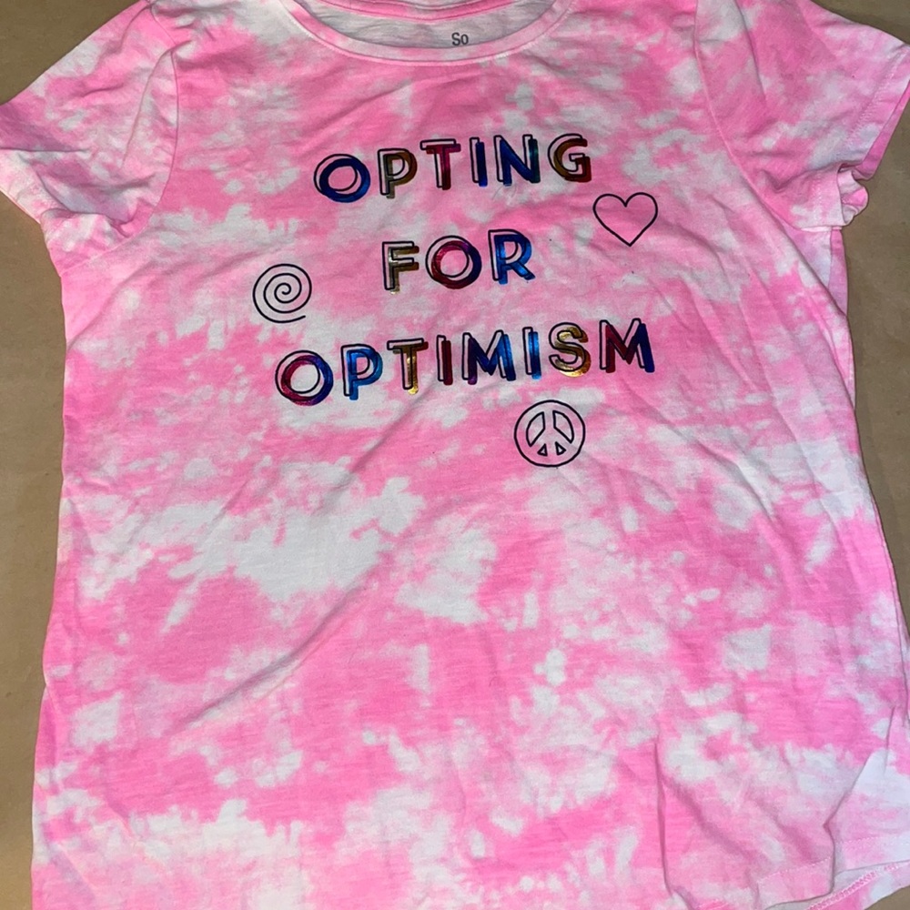 Girls short sleeve neon pink tie-dye T shirt